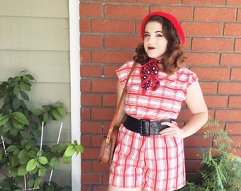 1950s Plaid Romper