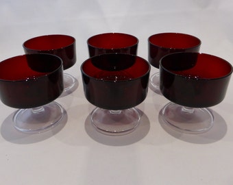 Luminarc - 6 red dessert dishes - original from the 1970’s