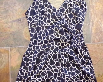vintage BLACK and WHITE SWIMSUIT maxine of hollywood pin up suit S
