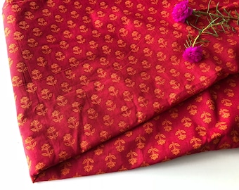 Block Print Fabric, Indian Fabric, Red and Orange Fabric, Boho Print, Indian Cotton, Quilting cotton, Tribal Print