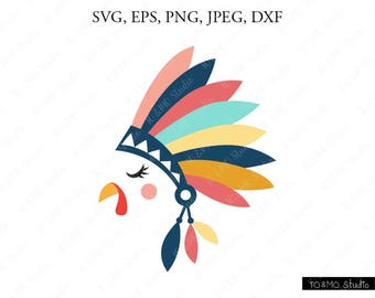 Turkey SVG, Thanksgiving Turkey Svg, Turkey Clip Art, Turkey Face SVG, Thanksgiving SVG, Cricut, Silhouette Cut File Chevrons