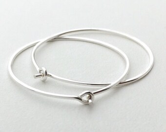 Large Silver Hoop Earrings. Solid 925 Sterling, Choose your size: 2", 1.5" or 1" LIGHTWEIGHT