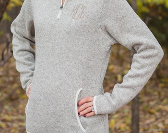 Monogrammed Quarter Zip Fleece Pullover | Monogram Fleece | Charles River Fleece | Personalized Gift for Her | Gifts for Best Friends | Wife