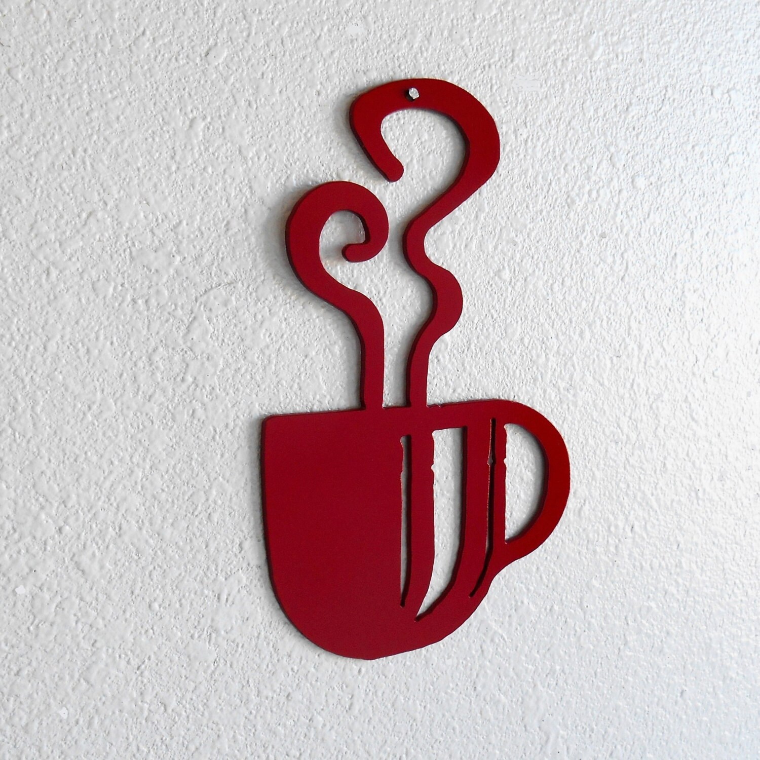 Red Coffee Cup Wall Art Metal Decoration