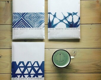 Due North Stationery Set, Letter Writing Set, Letter Writing Sheets, Set of 20, Stationery Gift Set, Made in Alaska, Indigo Blue