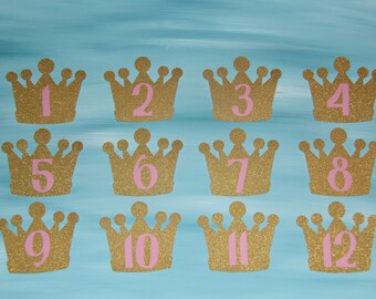 Pink and Gold Princess Crown Monthly