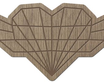 HEART - ORIGAMI - laser cut wood - magnet