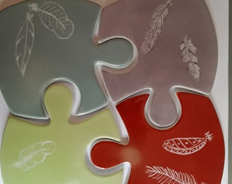 Flat puzzle porcelain coasters