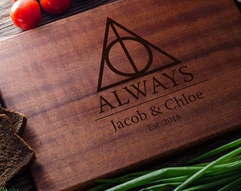 Harry Potter Personalized Cutting Board Personalized Custom Cutting Board Wedding Gift Cutting Board Deathly Hallows Harry Potter harry07