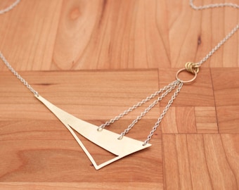 Asymmetric Triangle Necklace, Statement Necklace