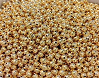 218-4mm Gold Filled Beads PACK OF 100pcs, 14kt Gold Filled 4mm Beads, 4mm Gold Filled Non Tarnish Beads, 1/20 14K Gold,4.0mm Bead 1.0mm Hole