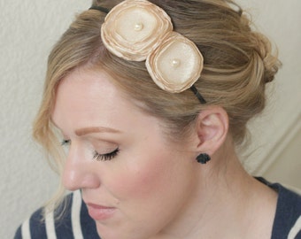 Champagne Headband, Flower Headband for Adults, Wedding Headband, Bridesmaid Headband, Fancy Headband