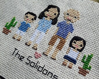 Custom Cross Stitch Family Portraits