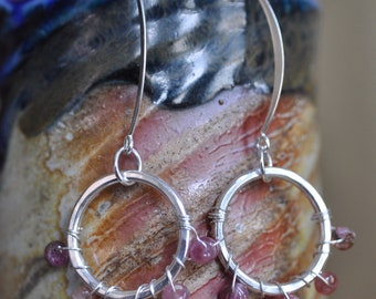 Pink Tourmaline Beaded Earrings