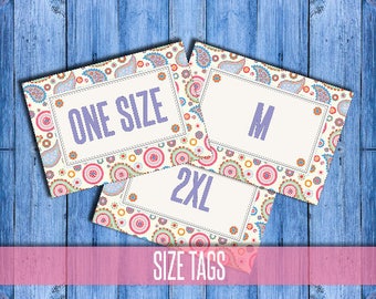 Paisley SIZE Cards - Size Tags - Size Cards - Business - Marketing - Hanger Tags - Pricing Name Cards - Newly Released - Instant Download