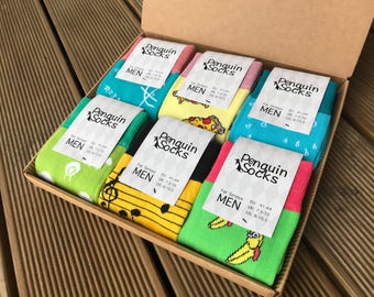 Six pack Crazy Socks Box - Funny Socks for Men, Great socks, Colorful socks, Men Socks gift box, Gift for him, Cool socks, Novelty socks