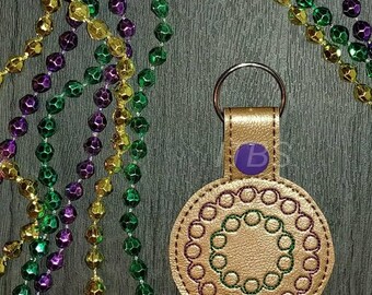Mardi gras beads key fob