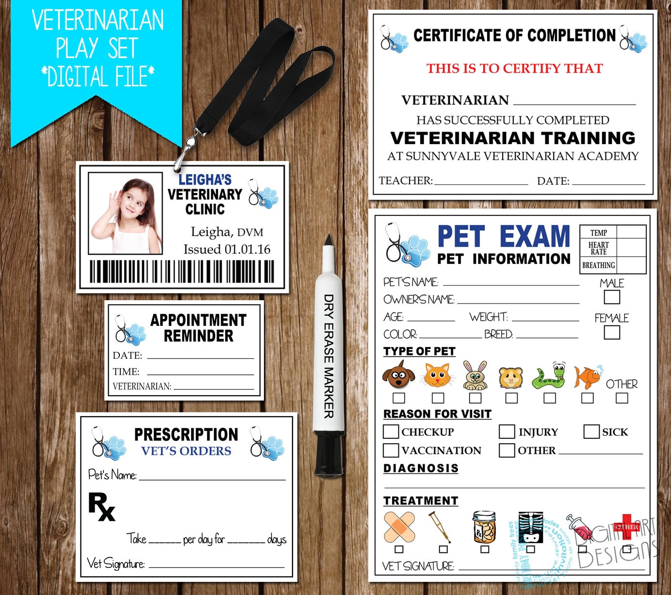 Veterinarian Pretend Play Print Vet Printable Veterinarian