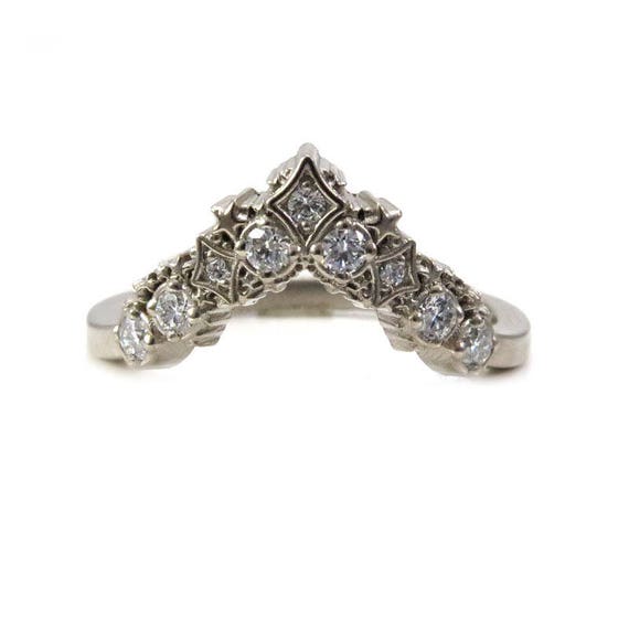 Diamond Stardust Chevron Wedding Band - Bohemain Stacking Wedding Band