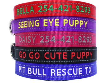 Custom Embroidered Reflective Personalized Dog Collars