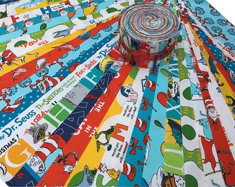 Kaufman Dr. Seuss Strip Roll 2.5" Precut Fabric Quilting Cotton Strips Jelly Roll Dr Seuss