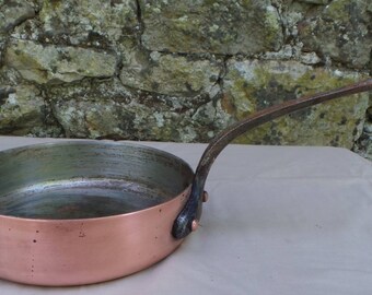 Vintage 1.9mm Copper Pan Saute Copper Pan 20cm 8" Unrestored Well Used Missing Tin Copper Pan Sauteuse Quality Copper Direct From France