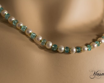 Apatite with beads gold plated 925
