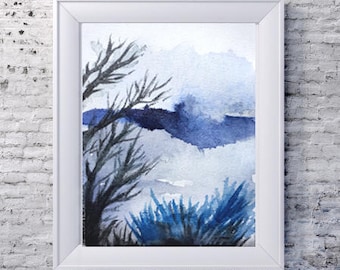 black and blue trees landscape made to order
