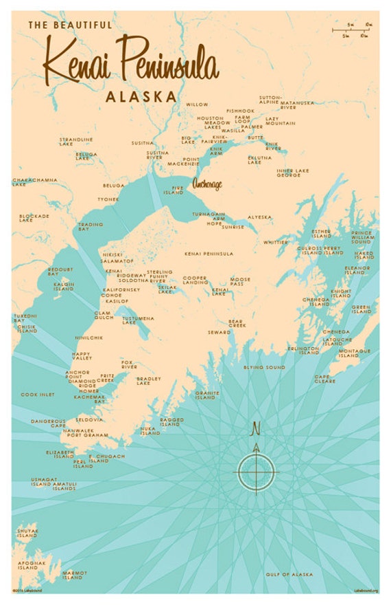 Kenai Peninsula AK Map Print