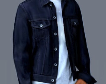 Jeans jacket for men, 4 patterns in 4 different sizes