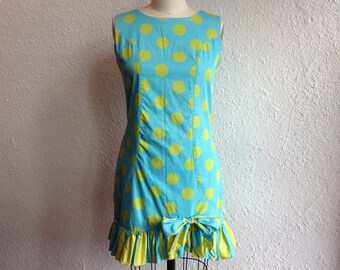 1960s ruffled polka dot mini dress