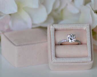 Matte Blush Pink Handmade Ring Box for Wedding Rings, Engagement Rings, Fine Jewelry
