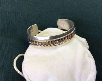 Beautiful Sterling and 12kt, Goldfilled Navajo Artist Verna Blackgoat Bracelet