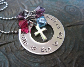 Stamped Jewelry - Family Necklace - Mothers Necklace - Mommy Necklace - Grandmas Necklace - Personalized Necklace