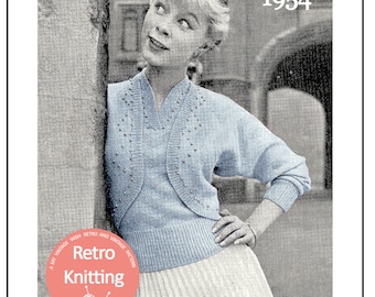 1950s Beaded Bolero Twinset Knitting Pattern - PDF Instant Download