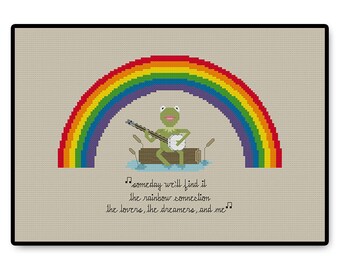 Rainbow Connection - Cross Stitch PDF Pattern Gifts for her - Kids - Pixel People - Unique - TV - Movie - Cartoon - Muppet - Kermit the Frog