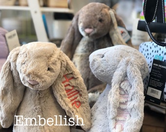 Monogrammed Bunny|Personalized Baby Gift|Personalized Stuffed Animal, Personalized Bunny, Personalized Jellycat Bunny Rabbit,