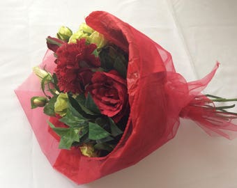 silk handtied red roses