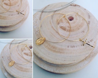ROSARY gold plated hoop earrings