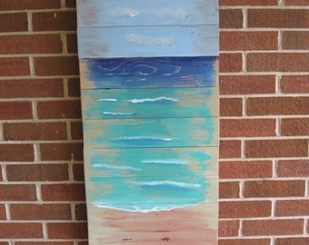 Large Seascape Abstract Seascape Wood Seascape Ocean Painting Beach Decor