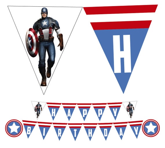 Captain America Printable Happy Birthday Banner