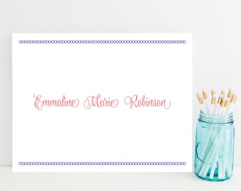 Preppy Customized Stationery - Pink and Navy Personalized Stationary