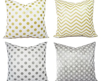 Metallic Gold Pillow Cover - Metallic Silver Pillow Cover - White Gold Pillow Cover - Decorative Pillow - Metallic Pillow - Holiday Decor