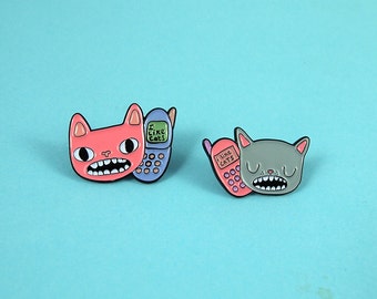BFF cat pin set - I like Cats - Cat enamel pin - Cat lapel pin - lapel pin - enamel pin - sassy girl - Pin set - cell phone - cats