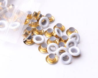100pcs White Eyelets Grommets 8mm Grommet Eyelet For Bead Cores Clothes Leathercraft Canvas