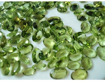 Peridot Cabochons, Faceted Cabochons, Calibrated Peridot, Peridot Gemstone, 6x4mm Each - 50 Pieces