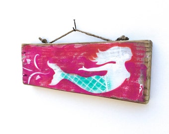 Personalize This Original Art Item-Mermaid Art Handmade on Reclaimed Wood-Mangoseed