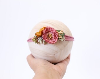 newborn tieback headband, baby headband, baby tieback headband, baby flower crown, newborn headband, organic newborn tieback, photo prop