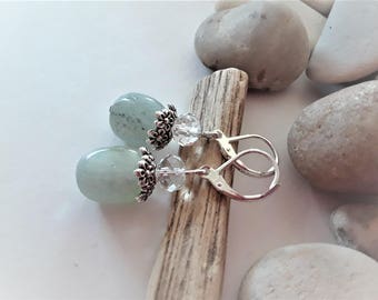 Aquamarine Earrings | March Birthstone | Blue Gemstone Earrings | Lever Back Earrings | Sterling Silver | Aquamarine Nuggets | Natural Gems