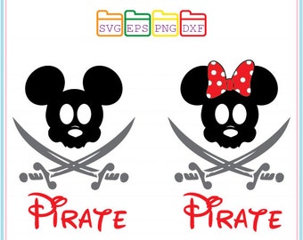 Mickey Mouse Disney Pirate SVG Files , Svg Dxf Png Eps, Cutting File, Studio Cut Files,Silhouette Studio, Cutting Machines, Cricut Cameo